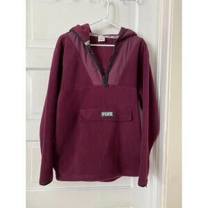 PINK Fuzzy Zip Pullover Soft Maroon